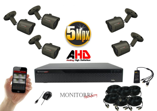 Monitorrs Security AHD 5 kamerový set 5 Mpix GTube (6042K5)