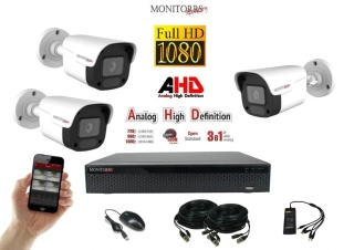 Monitorrs Security AHD 3 kamerový set 2 Mpix Tube (6030K3)
