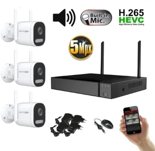 Monitorrs Security Wifi IP 3 kamerový set 5 MPix, aktiv (6123K3)