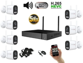 Monitorrs Security Wifi IP 7 kamerový set 5 MPix, aktiv (6123K7)
